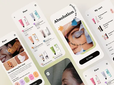 E-commerce app for skincare app app design beauty beauty app beauty product clean cosmetic cosmetics product cosmetology creative e commerce ecommerce ecommerceapp mobile mobile ui shopping app skin care skincare ui wellness