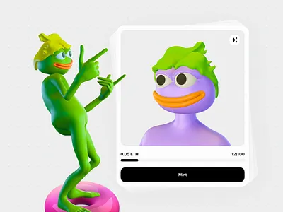 Pepe the Frog. NFT character for crypto project 3d bitcoin blender body cinema4d clay crazyfrog crypto cute dance eth foundation frog fun green mem nft opensea pepe violet