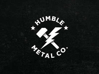 Logo Humble Metal Co. badge design blue collar bolt fabrication hammer handd handdrawn hard worker illustration iron worker lightning logo logotype metal patch design simple logo tshirt design typography welding worker