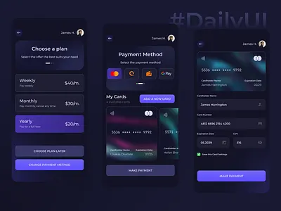 Credit Card Checkout app card checkout dailyui dark design inspiration interface mobile ui