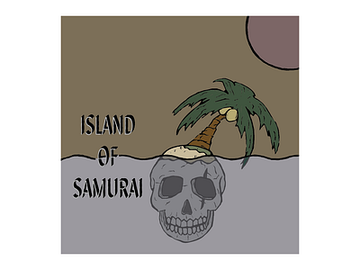 Island of Samurai coconut design graphic design illustration logo moon palmtree skull sun typography