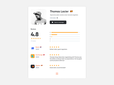 User's reviews app black buy clean dark data design e-commerce ecommerce interface marketplace opinion review review system reviews sales ui user ux web