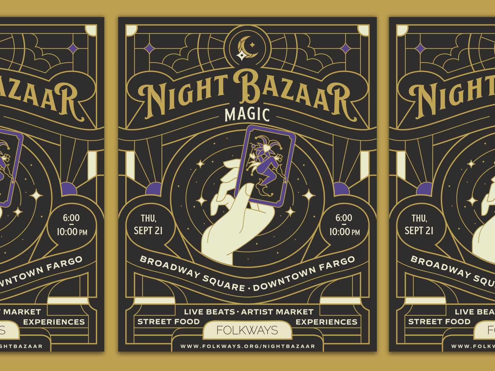 Event Poster artdeco branding design event geometric graphic design hand illustration line lineart logo magic minimal monoline moon poster print