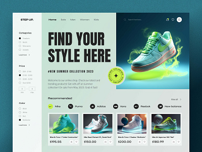 StepUp - Sneakers Shop Concept concept e commerce nike shop shopify sneakers ui uiux ux web design webdesign website