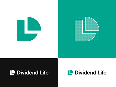Dividend Life – Logo Design branding cut dividend dl grid icon invest investment ld letter d life logo logotype mark minimal money pie chart sign simple trust