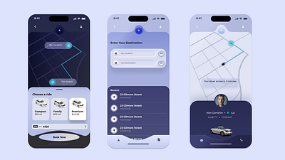 Cab Booking App: UI Design app branding graphic design ui uiux