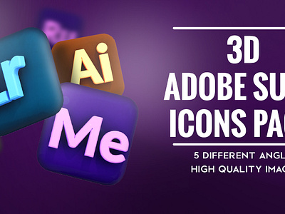 3D Adobe Suite Icons Pack 3d branding design graphic design letters