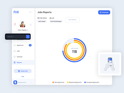 Jobs reports view app application ats candidate candidates chart clean design hr radial chart radial line chart recruitment report reports saas ui ui design ux ux design web