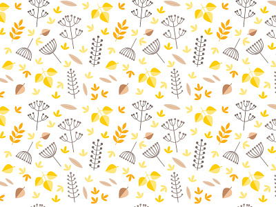Autumn pattern 2d autumn background botanical endless fall flat floral forest gentle herb herbal illustration leaf pattern plant repeatable seamless vector woodland
