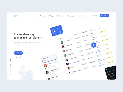 Landing page hero app applicants application ats candidate candidates clean design hero hr job landing landing page recruitment saas ui ui design ux ux design web
