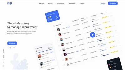 Horizontal landing page animation app applicants ats candidate candidates horizontal hr landing landing page motion motion design motion graphics recruitment saas transition ui ui design ux ux design web