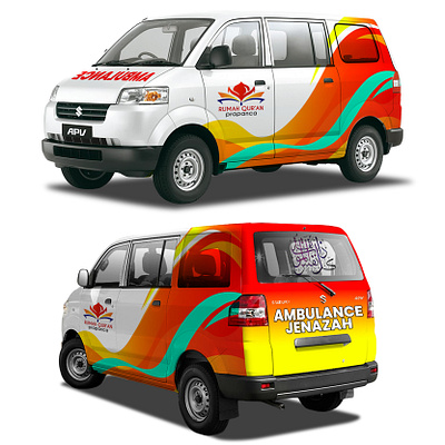 Design Branding Mobil Ambulance untuk Rumah Quran Prapanca ambulance car charity graphic design mockup muslim van