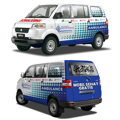 Branding Design Ambulance untuk Yayasan Ihya Ul Ummah car design graphic design mockup