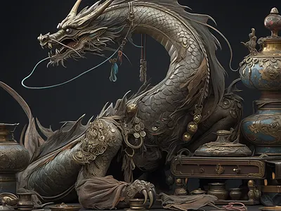China Traditional Dragon 3d ar artwork blender branding character design china cinema4d concept design design dragon futurist graphic design illustration illustrator modeling render sculpture traditional vr