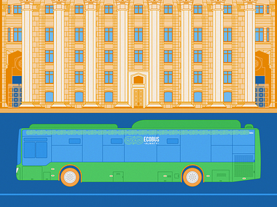 Kazakh-British Technical University architecture graphic design illustration retro vector