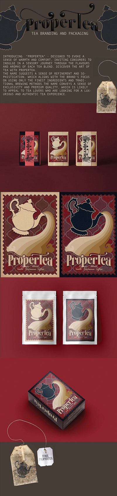 ProperTea- Tea branding adobe illustrator adobeillustrator branding brandingandpackaging brandingidentity logo logodesign packaging packagingdesign visualidentity