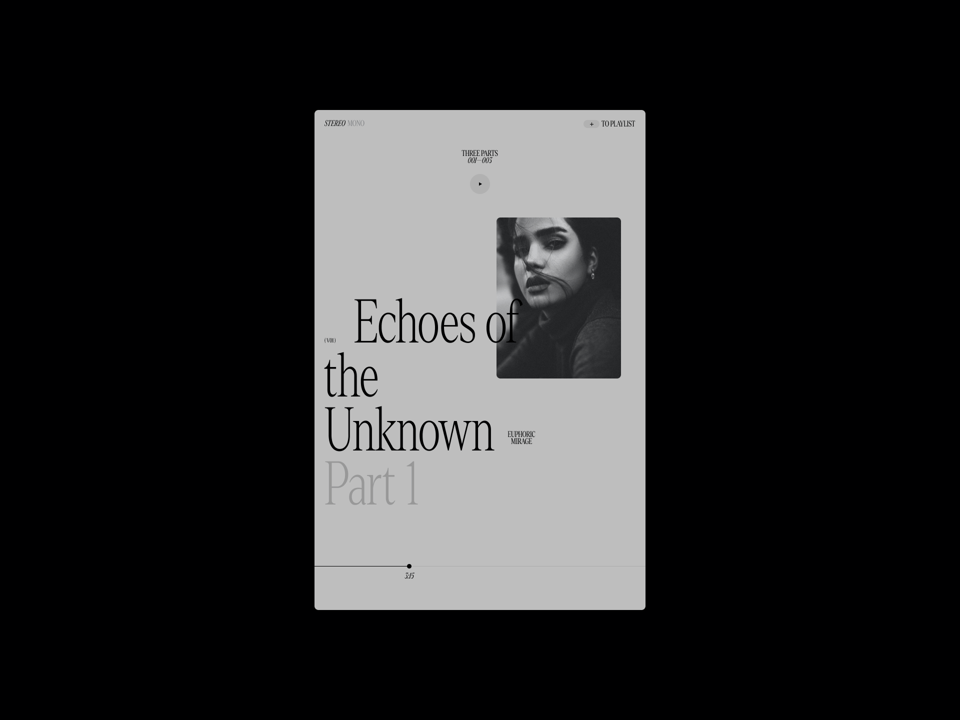 Echoes of the Unknown — Audio Book Experience app condensed design graphic interface minimal type typography ui visual