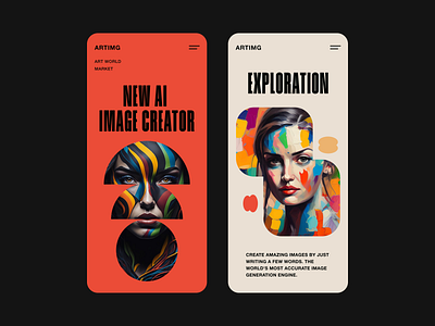 Artimg AI Mobile App 2023 ai aifigma app artificial intelligence branding cleanai design dribbble graphic design minimal mobileapp typography uiux