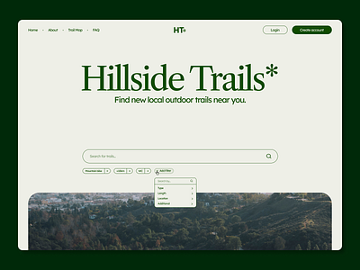 Outdoor Trails - Website Concept green hero landing page minimal nature outdoor web design