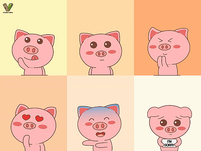 Pig with expression animate cute animal gif animation cartoonanimalgif