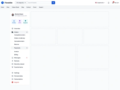 Shell layout for e-commerce with sidebar component library components dashboard dashboard layout design design kit design system enterprise figma flowbite shell layout sidebar topbar