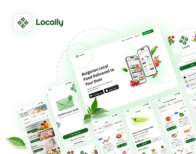 Local Food Delivery App - Cover app application clean design cover delivery figma food friendly gradient green landing page neutral pastel colors photoshop product design shadow ui ux web web design