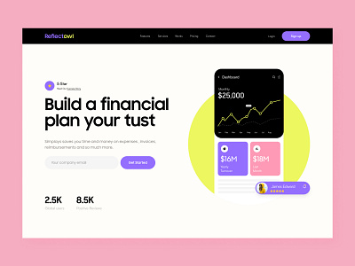 ReflectOwl financial plan website 3d animation application branding company finance website finance anding page finance app finance wesite financial application financial website graphic design hammadmukhtardesign illustration landing page logo ui uiux ux uxui webdesign