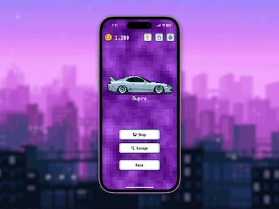 Concept design of the mobile racing game PIXCARS app auto automotive bit cars game logo mobile app mobile game pixel race racing ui ux