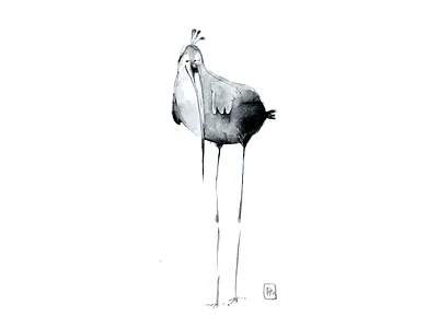 longbirdyinlove🖤 bird black bw cute digital art digital illustration funny illustration love minimalistic romantic watercolor