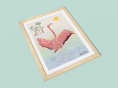 Fenicottero Art Print 2d art artprints birds design drawing entrepreneurship flamingo home decor illustration online shop prints