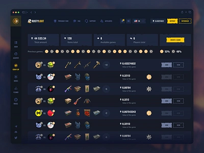 Rust - Coin Flip Interface bet betting casino coin coin flip crash gambling game interface jackpot mines plinko poker rust rust casino rust design rust game rust open case ui ux web design