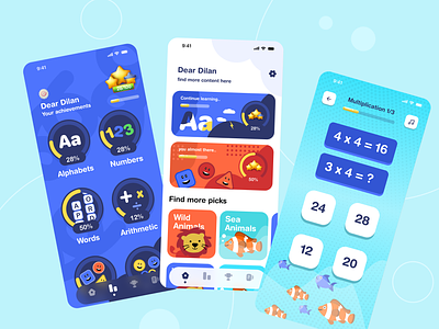 Kids learning app - explore branding design education edutech illustration kids learning prekg school sudhan typography ui