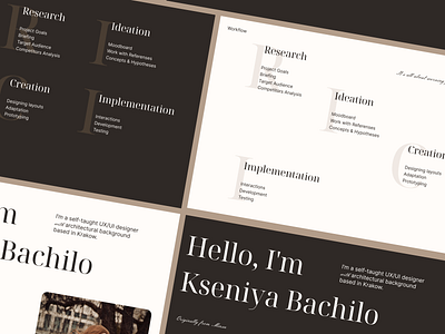 Kseniya Bachilo | Folio'23 black and white dark mode design folio grid light mode portfolio ui ux web web site