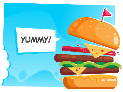 Yummy burger food illustration