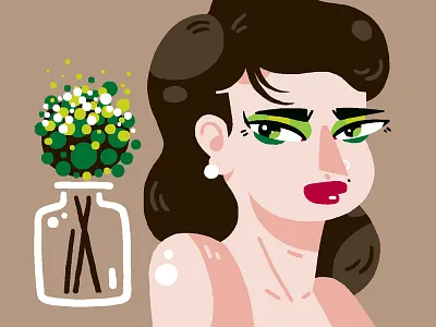 Portrait art beautiful beauty cartoon drawing flat girl illustration portrait
