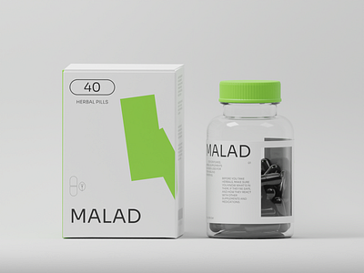Malad - herbal pills product design 3d blender branding brutalism design graphic design illustration logo minimalism product design render