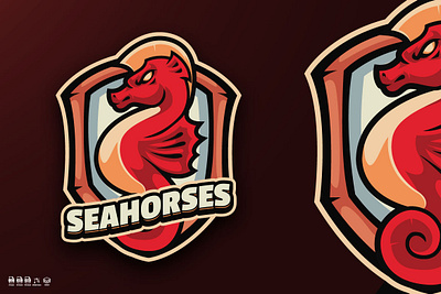 Seahorses Mascot Logo cute illustration