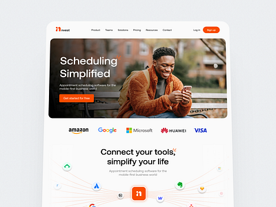 Header - Nvest Landing Page design graphic design header hero illustration landing page logo startup technology ui user interface ux