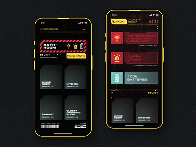 Mobile alarm app (Cyberpunk style) alarm system concept cyberpunk graphic design mobile app ui uiux web
