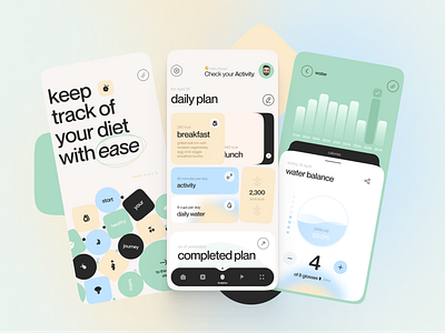 Diet Controller App UI app development agency consumption tracking daily plan design diet diet tracking health healthy lifestyle insights interface ios app meal mobile app mobile app development mobile interface saas startup ui ux user experience webdesign