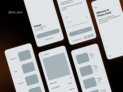 Fitness Wireframe app app design design fitness mobile ui ux wireframe