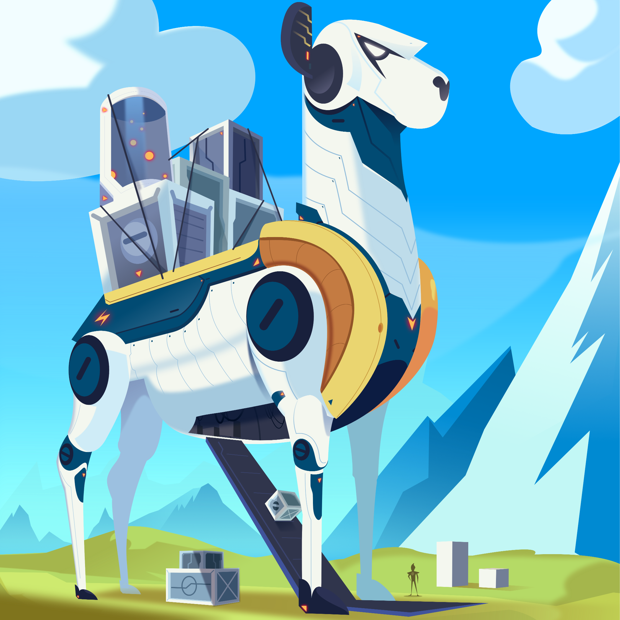 LLamabot 3300x characterdesign conceptart illustrator mecha robot vector