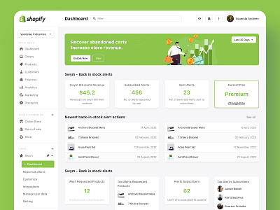 Shopify Dashboard Design admin panel analytics creativity customers dashboard design finance marketing online store orders products shopify ui ux