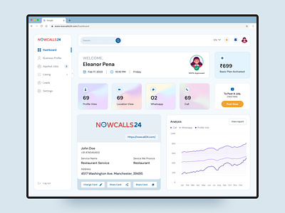 Nowcall24 Admin Dashboard: Analytics UX admin dashboard blue ui card design color dashboard dashboard design graph design intractive design layout design minimal design morden design profile design responsive saas design stat design tranding trendy ui design ux ux analysis