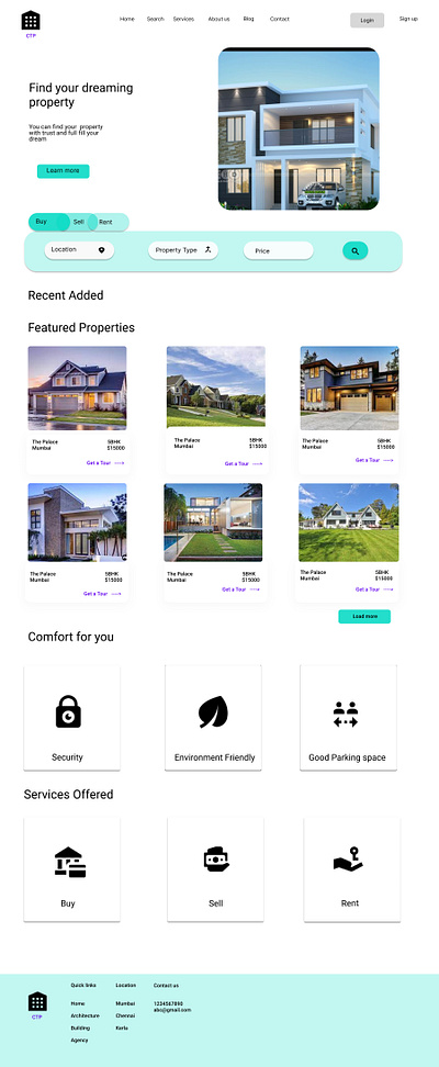 Real-estate Landing Page design ui ux