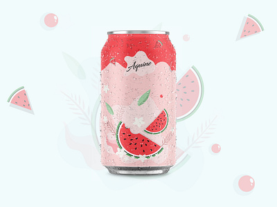 Aquine Watermelon Jasmine Drink brand identity branding clean colors delicious design drink graphic design illustration logo design packaging design product branding product design vector