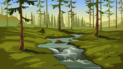 River ditch app background creaza ditch education forest illustration landscape nature pinetree river vector web