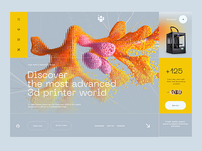 3D Printer Website 3d design ecommerce experience graphic minimalism object print product product page ui uiux user interface ux web web design web designer website