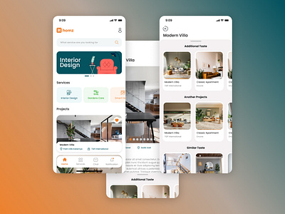 Home Services App app application category design home interior mobile notification page product project screen scroll service typography ui uiux user ux