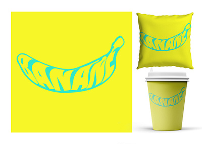 banana shaped text on yellow background design graphic design illustration logo photoshop print typography vector